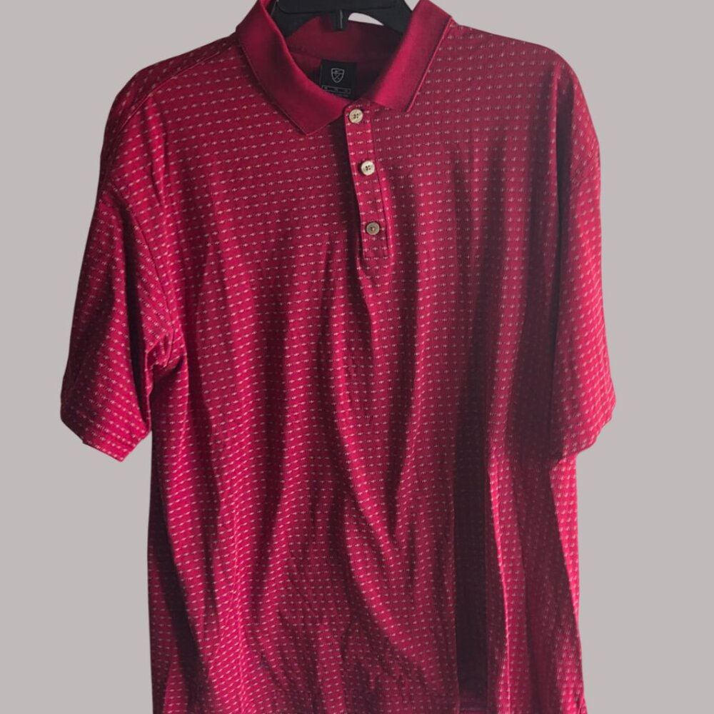 Nike Golf Dri-FIT Men's XL Red White Pattern Polo Shirt Performance